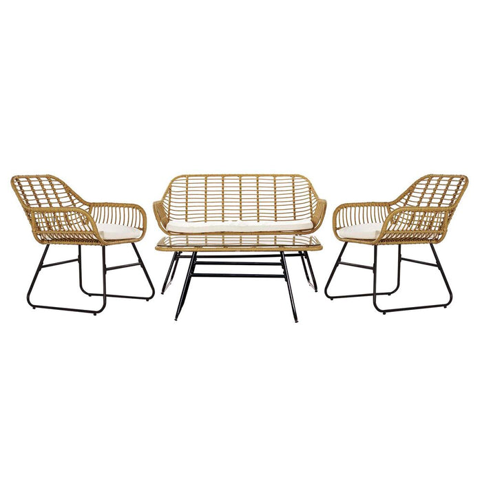 Canapea de Grădină DKD Home Decor Maro Metal Poliester ratan sintetic (124 x 74 x 84 cm)