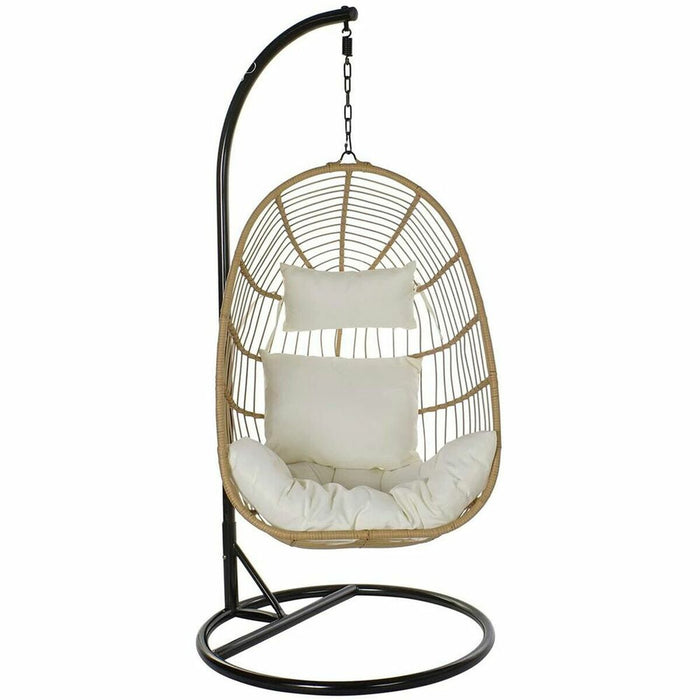 Fotoliu de grădină suspendat DKD Home Decor 94 x 100 x 196 cm 79 x 60 x 100 cm Negru Maro ratan sintetic Oțel Alb Maro Deschis