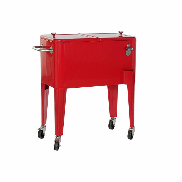 Frigider DKD Home Decor Roșu Cu roți 74 x 43 x 80 cm Oțel polipropilenă 56 L (74 x 43 x 80 cm)