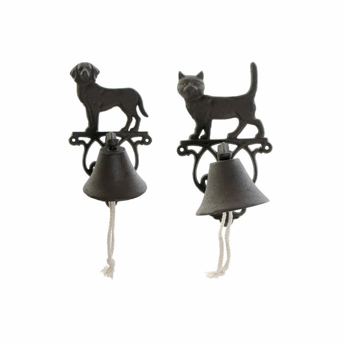Clopot DKD Home Decor Cric Câine Maro Maro închis Въже Fier 14 x 15 x 24 cm (2 Unități)
