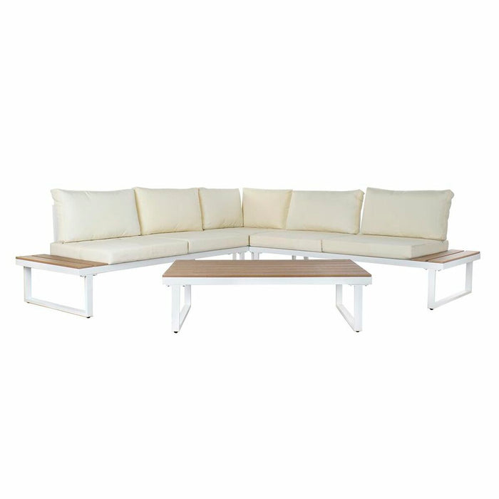 Canapea de Grădină DKD Home Decor Bej Lemn Poliester Oțel (231 x 219 x 74 cm)