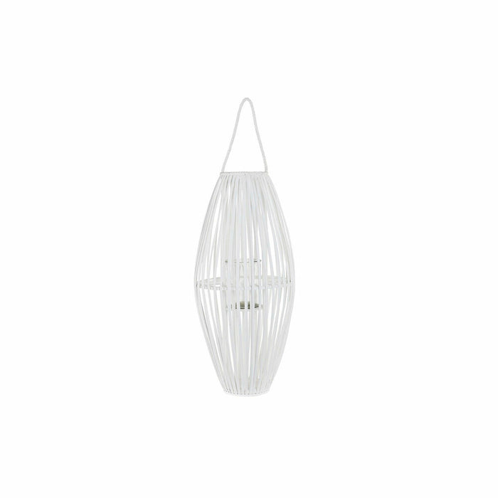 Suport de Lumânări DKD Home Decor Alb răchită Geam 36 x 36 x 80 cm