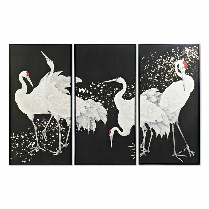 Set de 3 tablouri DKD Home Decor Oriental Stârc (210 x 4 x 140 cm)