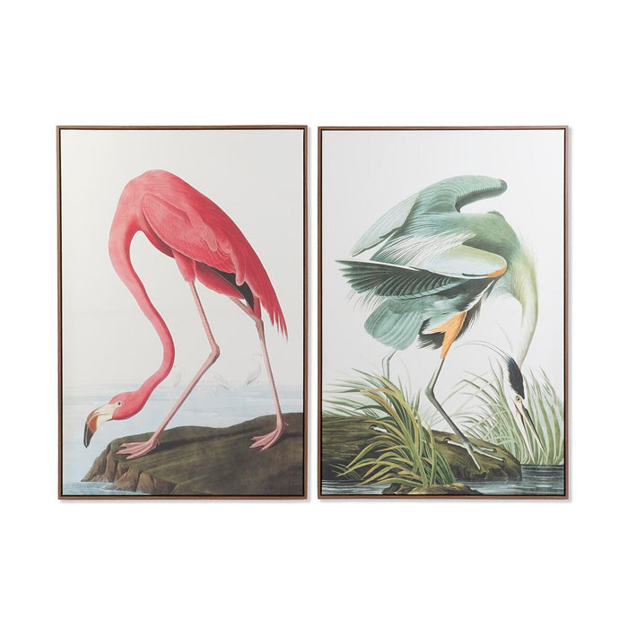 Tablou DKD Home Decor 80 x 4 x 120 cm Oriental Păsări (2 Unități)