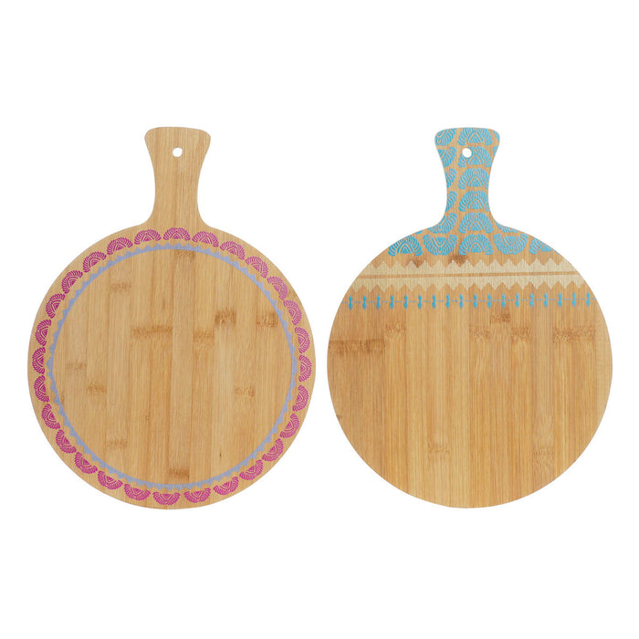 Masă de tăiat DKD Home Decor Tropical Natural Turquoise Castaniu 30 x 40 x 1 cm