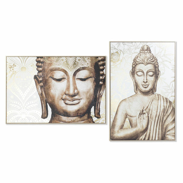 Tablou DKD Home Decor 83 x 4,5 x 122,5 cm Buda Oriental (2 Unități)