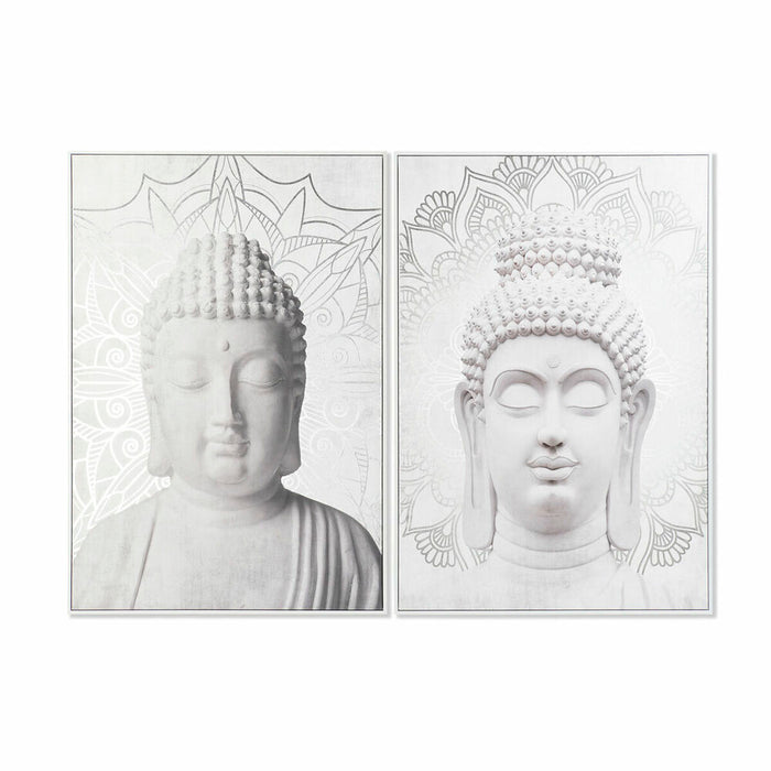 Tablou DKD Home Decor 82,5 x 4,5 x 122,5 cm Buda Oriental (2 Unități)