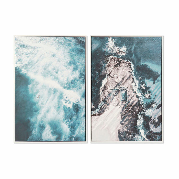 Tablou DKD Home Decor 62,5 x 4,5 x 93 cm Marea și oceanul (2 Unități)