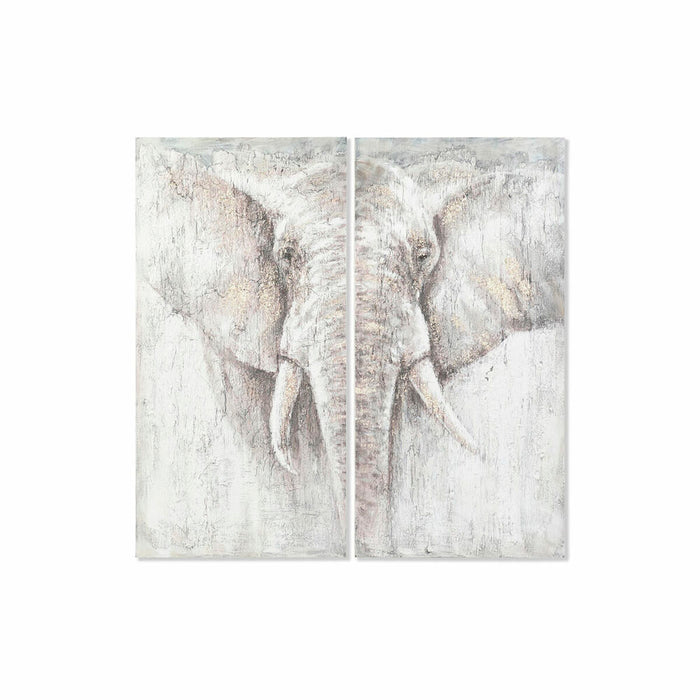 Set de 2 tablouri DKD Home Decor Elefant Colonial 120 x 3,7 x 120 cm