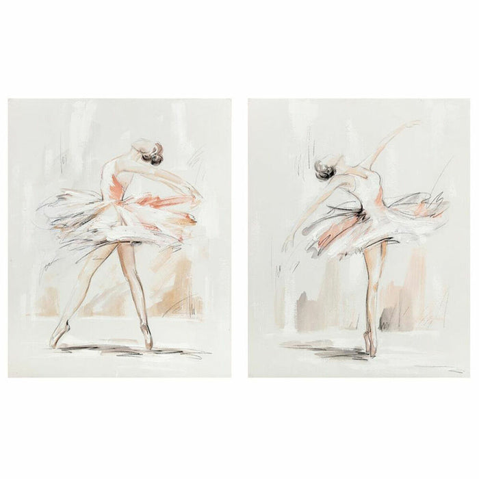 Tablou DKD Home Decor 80 x 3,7 x 100 cm Balerină Romantic (2 Unități)