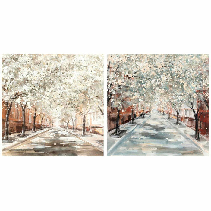 Tablou DKD Home Decor Copaci Cottage 100 x 3,7 x 100 cm (2 Unități)