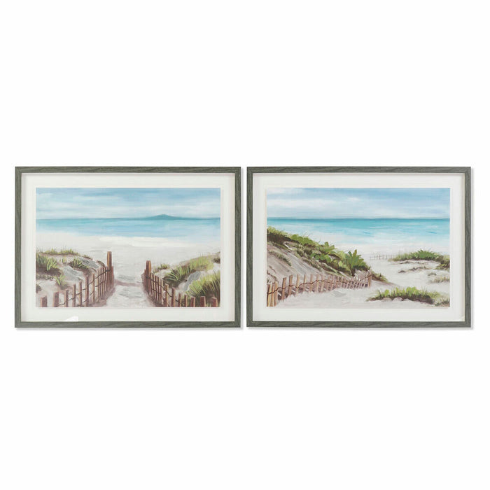 Tablou DKD Home Decor Plajă Mediterană 70 x 3,3 x 50 cm (2 Unități)