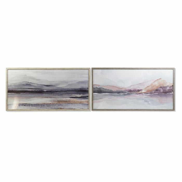 Tablou DKD Home Decor 124 x 4,5 x 64 cm Munte Modern (2 Unități)