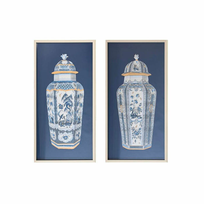 Tablou DKD Home Decor 53,5 x 3 x 103,8 cm Vază Oriental (2 Unități)