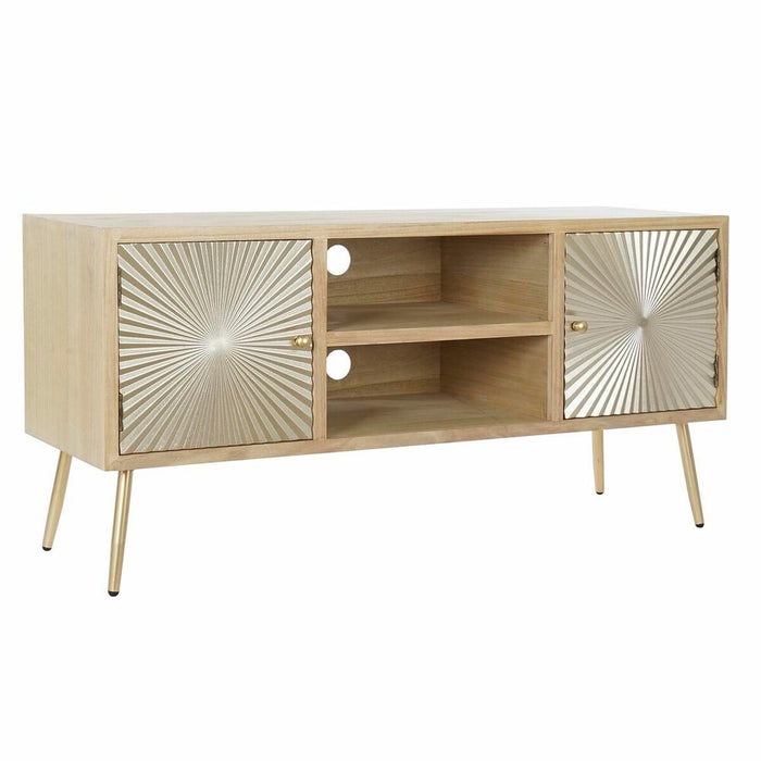 Mobilă TV DKD Home Decor 130 x 40 x 60 cm Brad Natural Auriu* Metal Lemn MDF