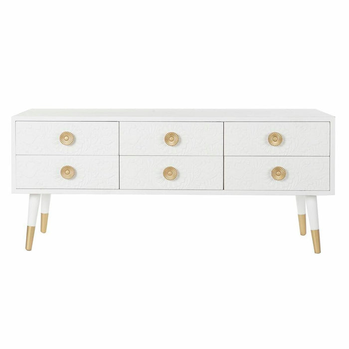 Mobilă TV DKD Home Decor Alb Auriu* Brad Lemn MDF 120 x 42 x 54 cm