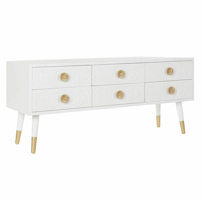 Mobilă TV DKD Home Decor Alb Auriu* Brad Lemn MDF 120 x 42 x 54 cm