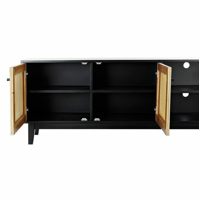 Mobilă TV DKD Home Decor Negru Brad Ratan (160 x 65 x 38 cm)