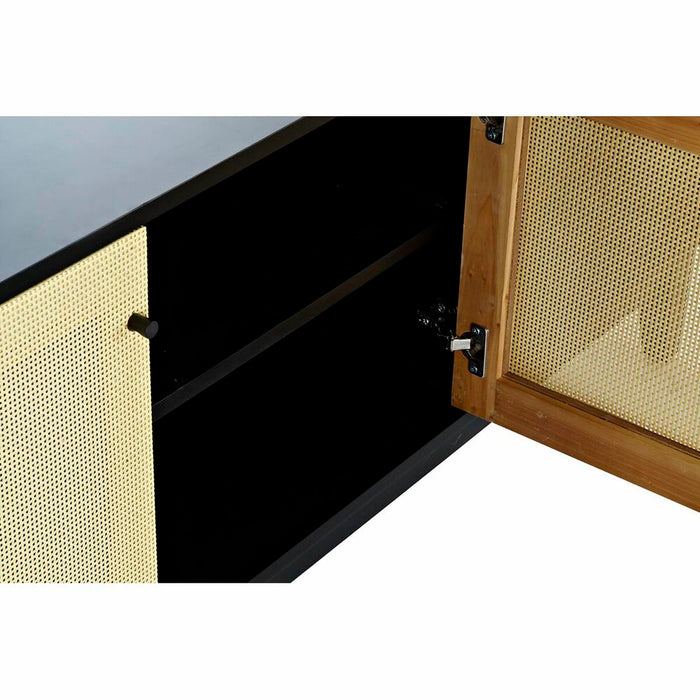 Mobilă TV DKD Home Decor Negru Brad Ratan (160 x 65 x 38 cm)