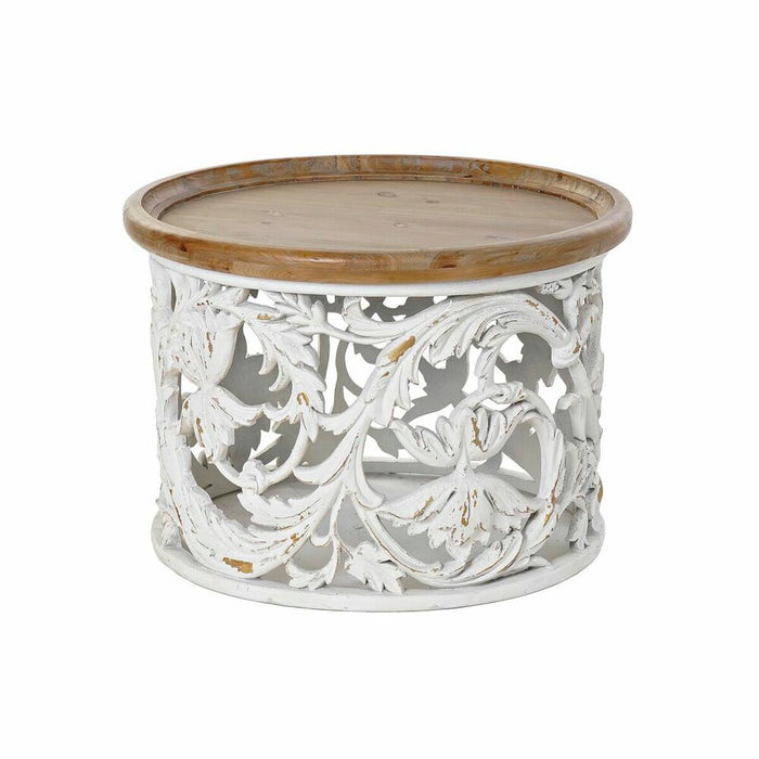 Masa laterală DKD Home Decor Brad Natural MDF Alb Oriental (63 x 63 x 45 cm)