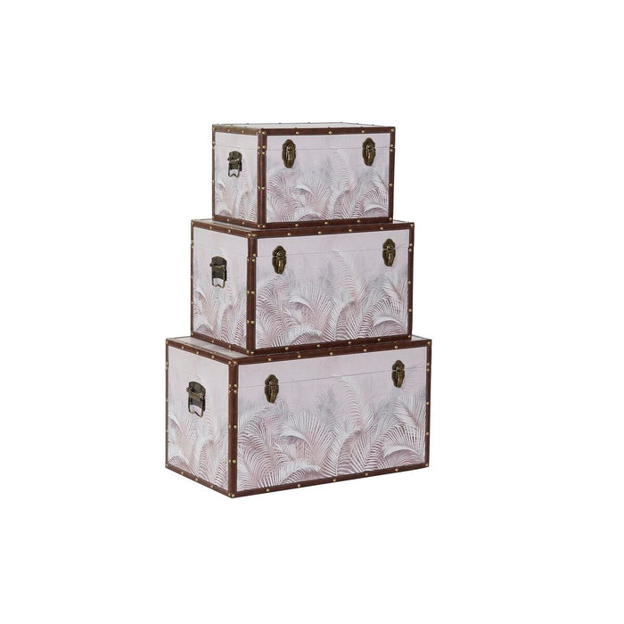 Set de Cufere DKD Home Decor Pânză MDF Tropical (59,5 x 34 x 34 cm)