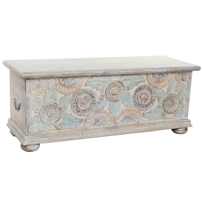 Cufăr DKD Home Decor Alb Alamă Lemn de mango 116 x 40 x 45 cm