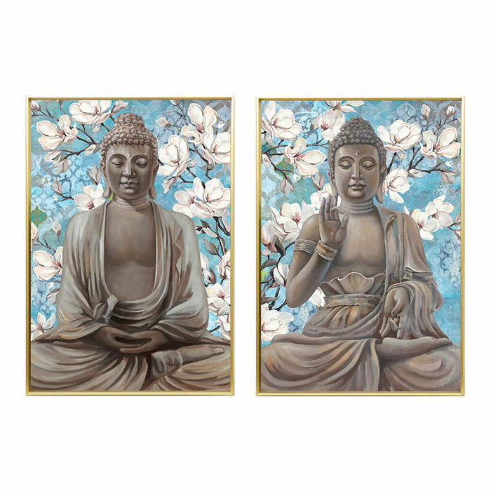 Tablou DKD Home Decor 51,5 x 3,5 x 71,5 cm Buda Oriental (2 Unități)