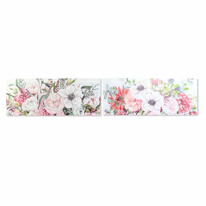 Tablou DKD Home Decor 150,5 x 2,7 x 60 cm Květiny Shabby Chic (2 Unități)