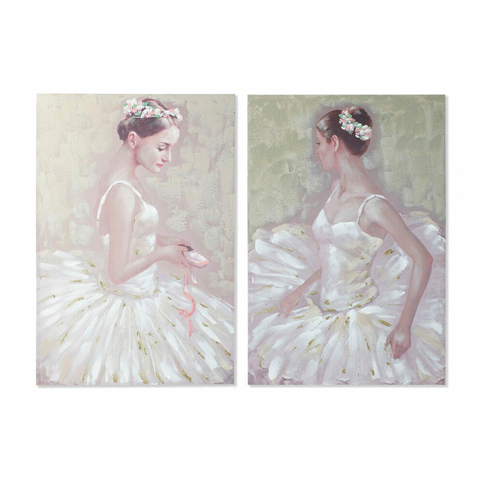 Tablou DKD Home Decor 80 x 3 x 120 cm Balerină Tradiţional (2 Unități)