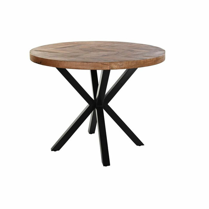 Masă de Sufragerie DKD Home Decor Negru Natural Metal Salcâm Lemn de salcâm 101 x 101 x 79 cm 100 x 100 x 76 cm