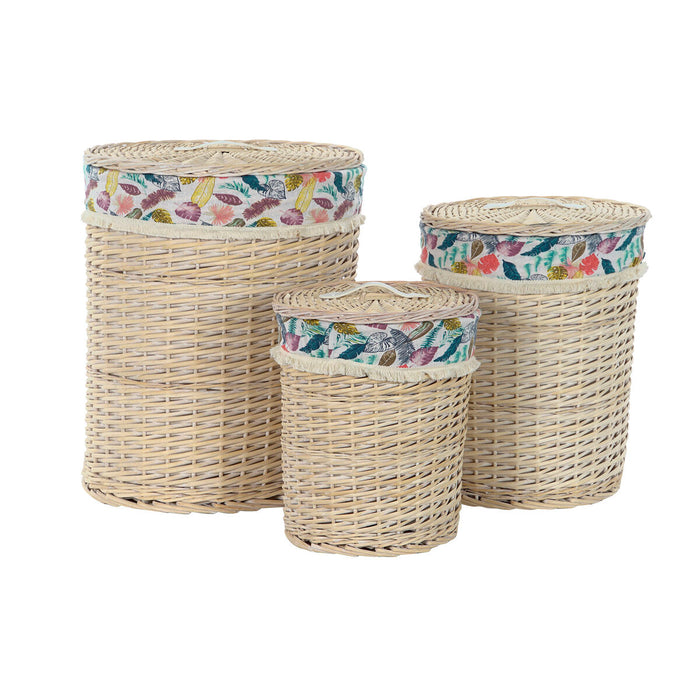 Coș pentru rufe murdare DKD Home Decor 46 x 46 x 56 cm Natural Metal Multicolor răchită 30 x 40 cm 3 Piese