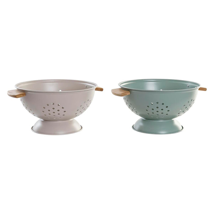 Strecurătoare pentru paste DKD Home Decor Verde Bej Metal Bambus Oțel inoxidabil 30 x 40 cm 30 x 24,5 x 14 cm (2 Unități)