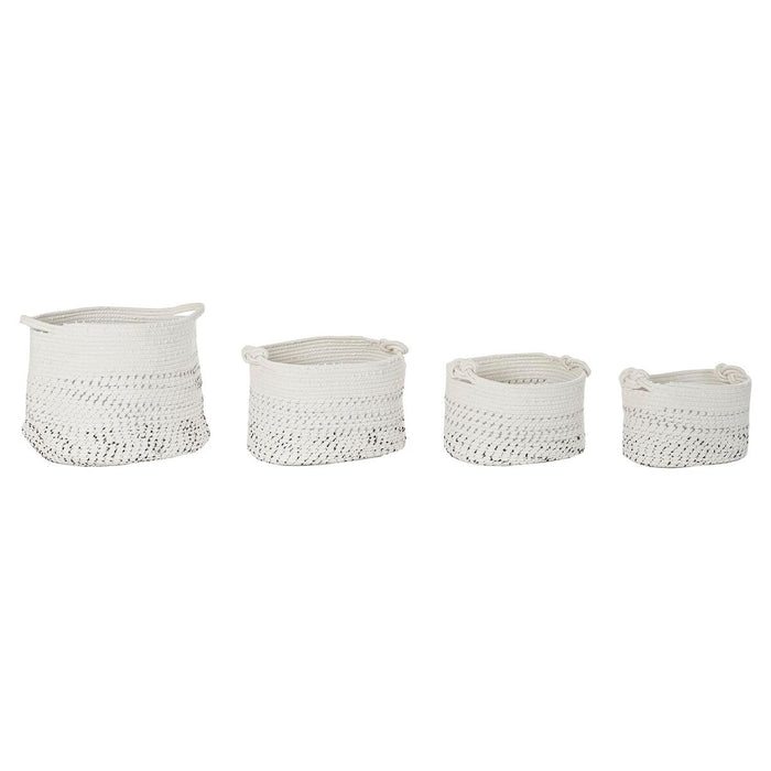Set de Coșuri DKD Home Decor Alb Negru Boho 36 x 36 x 33 cm (4 Piese)