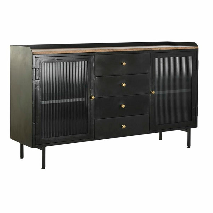 Servantă DKD Home Decor Natural Negru Auriu* Metal Lemn de mango (145 x 40 x 85 cm)