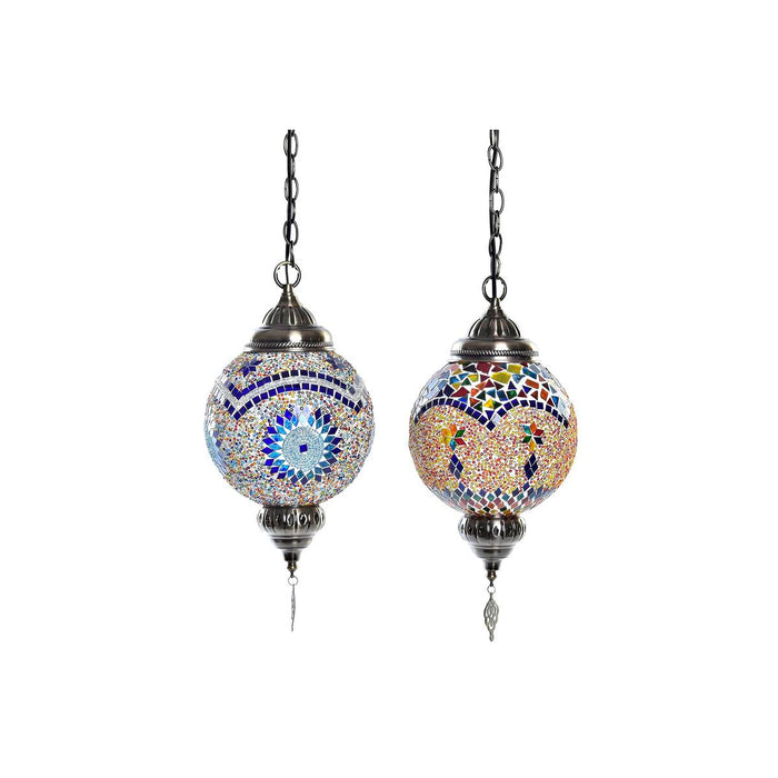 Lustră DKD Home Decor Geam Metal 20 x 20 x 36 cm Multicolor 50 W (2 Unități)
