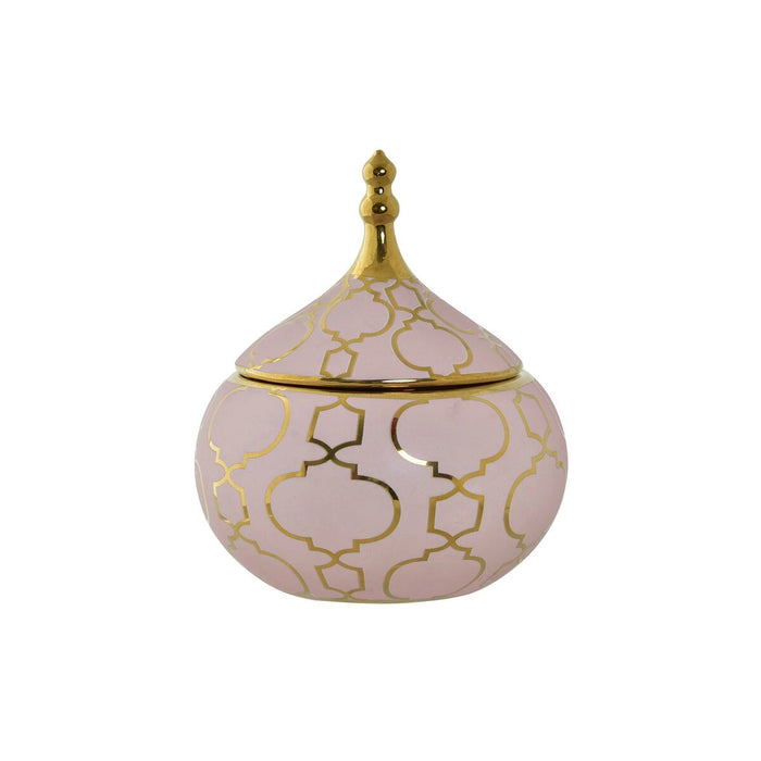 Casetă de Bijuterii DKD Home Decor Porțelan Roz Auriu* 14 x 14 x 17 cm