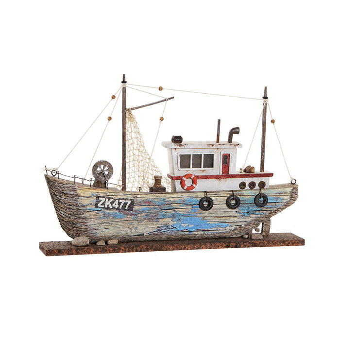Figură Decorativă DKD Home Decor Albastru Alb Barco 40 x 5 x 24 cm