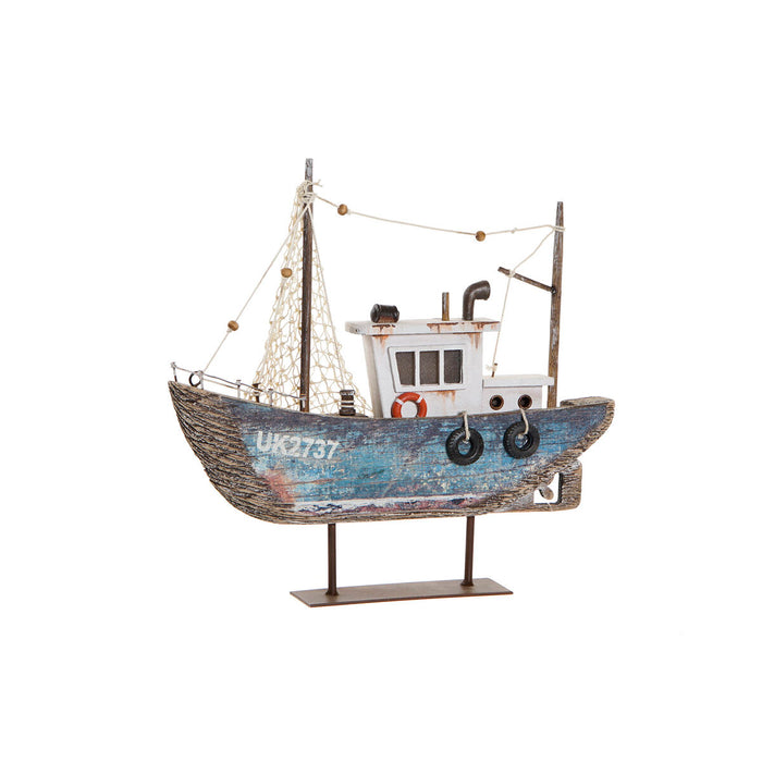 Figură Decorativă DKD Home Decor Albastru Alb Barco 25 x 4 x 24 cm