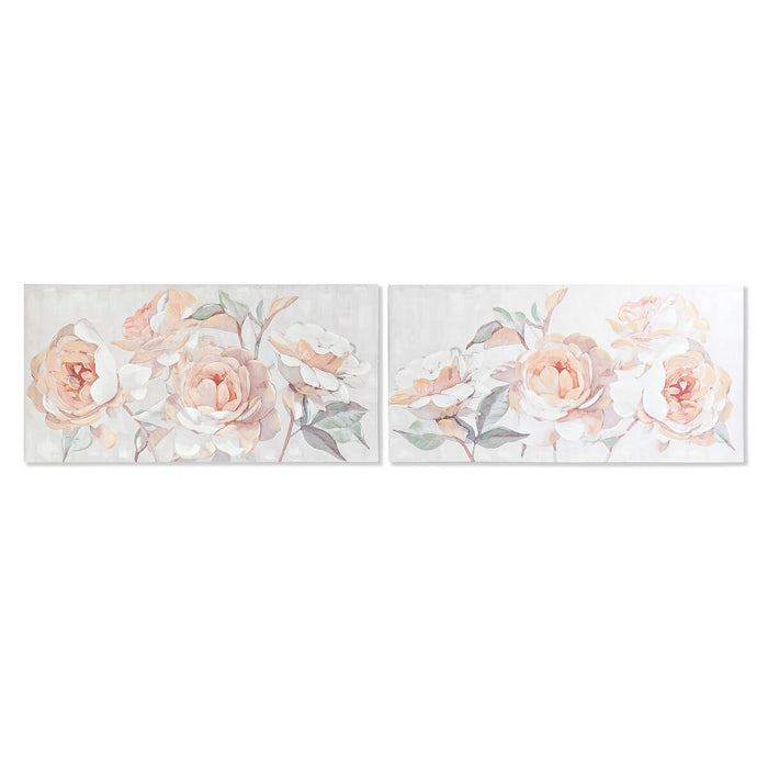 Tablou DKD Home Decor 120 x 3 x 60 cm Květiny Shabby Chic (2 Unități)