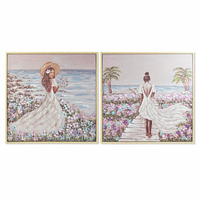 Tablou DKD Home Decor 100 x 4 x 100 cm Mediterană (2 Unități)