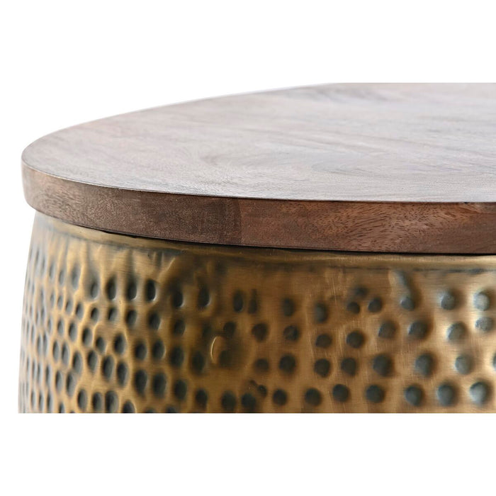 Masa de Cafea DKD Home Decor Auriu* Metal Lemn de mango 74 x 74 x 44 cm