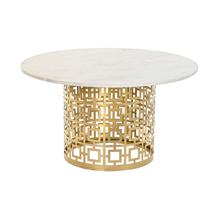 Masa de Cafea DKD Home Decor Alb Auriu* Metal Marmură 76 x 76 x 43 cm