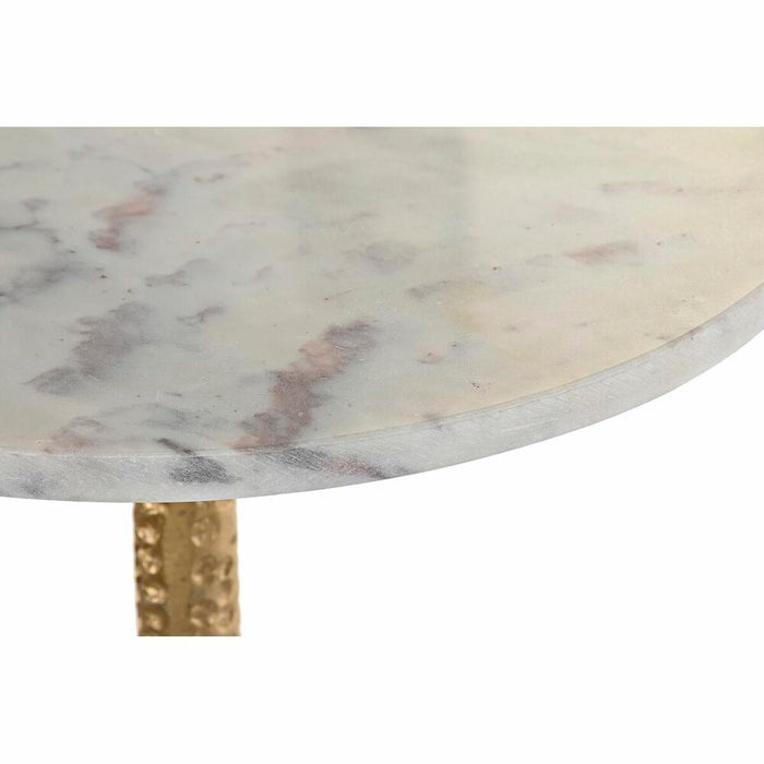 Masa laterală DKD Home Decor Alb Auriu* Aluminiu Marmură 40 x 40 x 61 cm