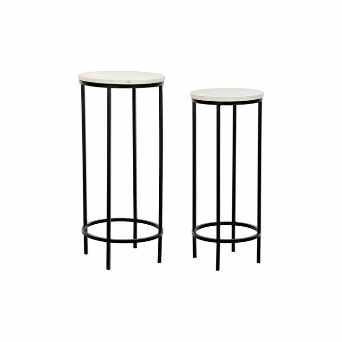 Set de 2 Măsuțe DKD Home Decor Alb Negru 30,5 x 30,5 x 69 cm