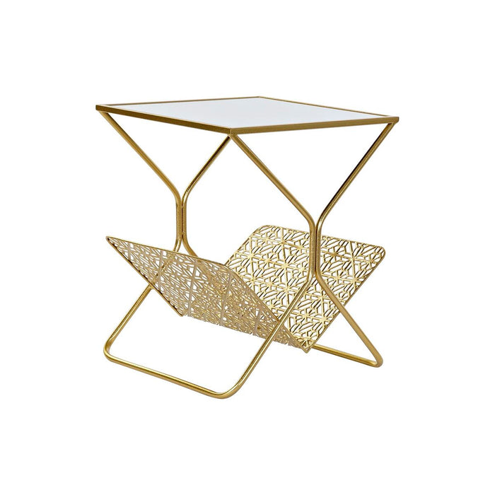 Suport pentru reviste DKD Home Decor Oglindă Auriu* Metal (45 x 45 x 55 cm)