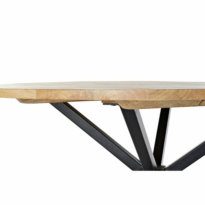 Masă de Sufragerie DKD Home Decor 127 x 127 x 75 cm Natural Negru Metal Aluminiu Lemn de mango