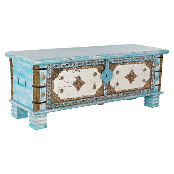 Cufăr DKD Home Decor Albastru Alamă Lemn de mango 116 x 40 x 45 cm