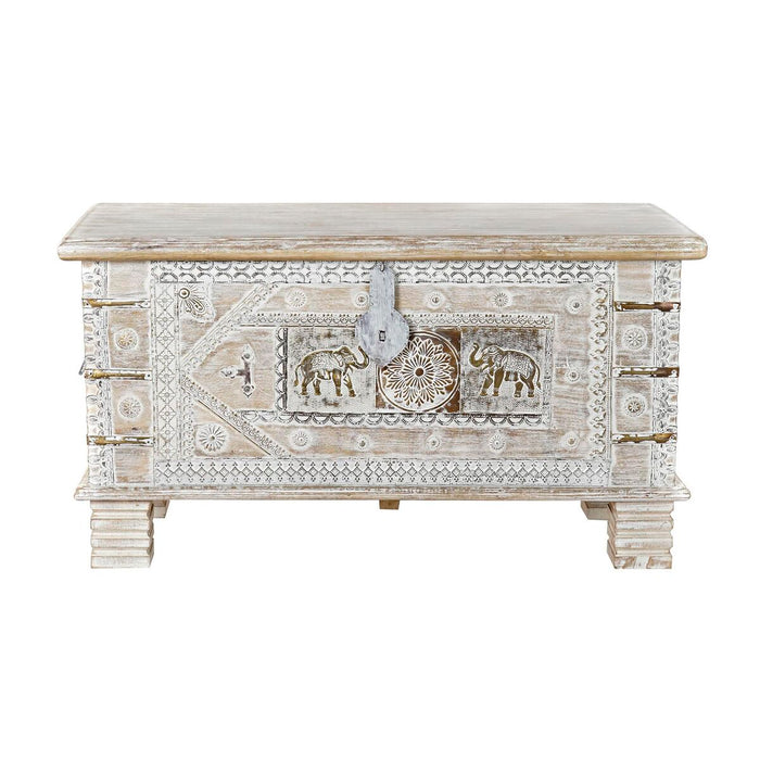 Cufăr DKD Home Decor Alb Alamă Lemn de mango 89 x 40 x 48 cm