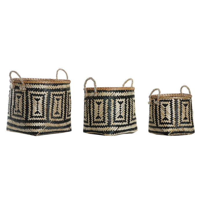 Set de Coșuri DKD Home Decor Poliester Colonial Bambus (37 x 34 x 28,5 cm)