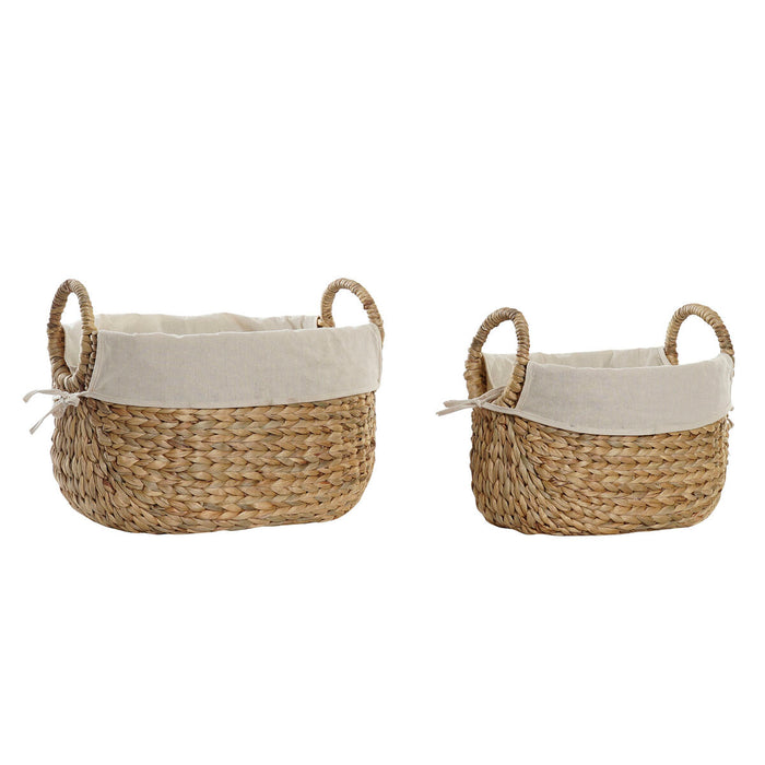 Set de Coșuri DKD Home Decor Lin Fibră Cottage (40 x 30 x 31 cm)